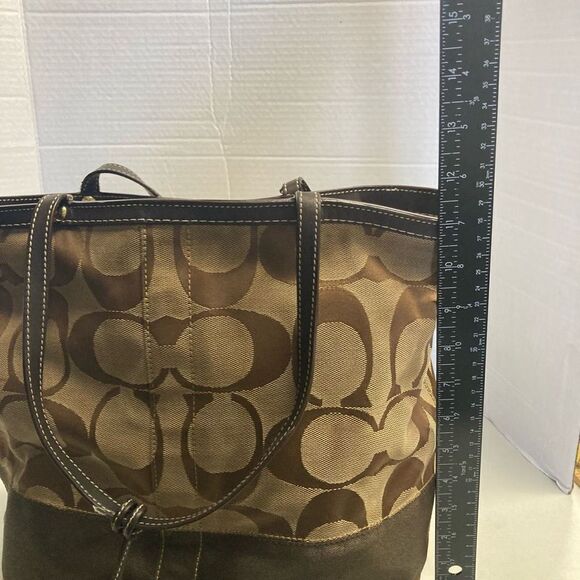 COACH Canvas Signature Logo Bag Brown With Dust Bag 10125 - Picture 10 of 14